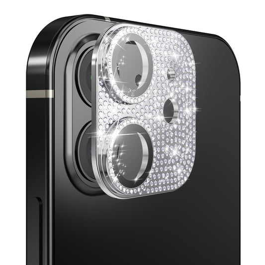 Apple iPhone 15 Plus Diamond Bling Camera Lens Full Tempered Glass - Silver (1106791)