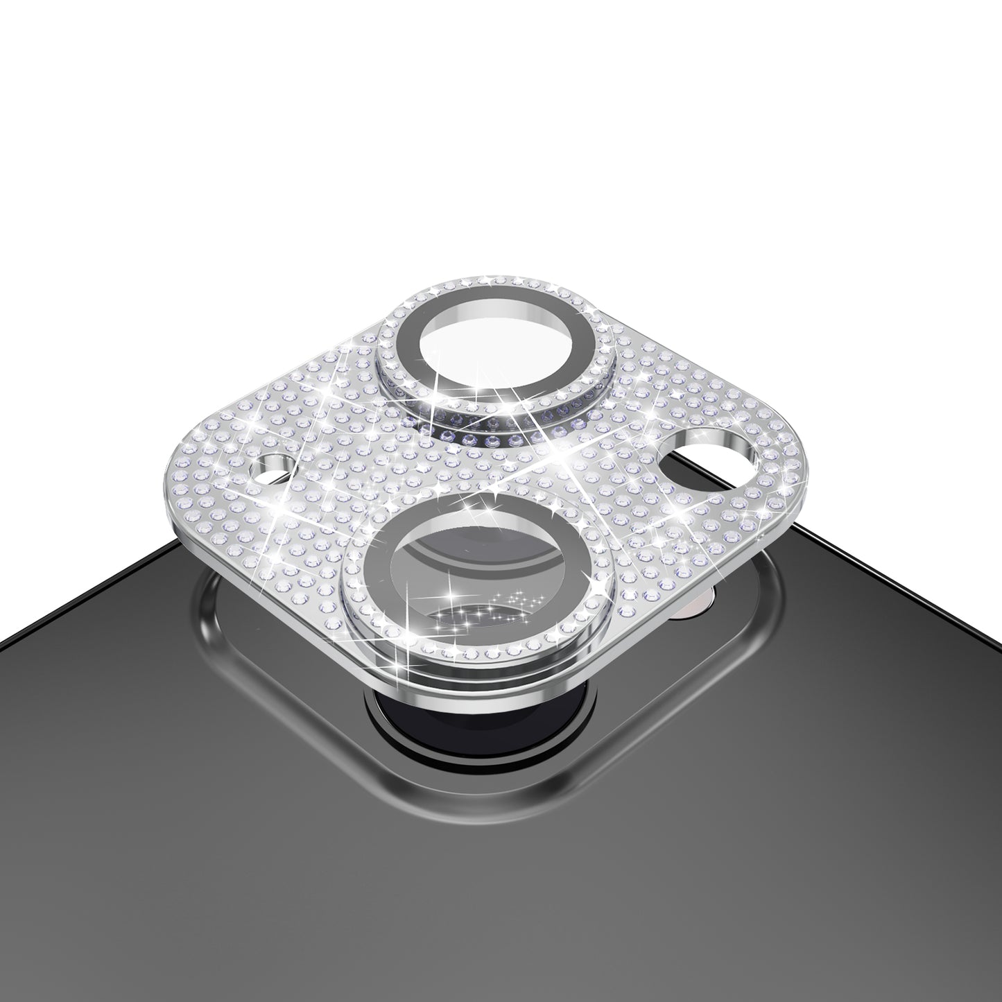 Apple iPhone 15 Plus Diamond Bling Camera Lens Full Tempered Glass - Silver (1106791)