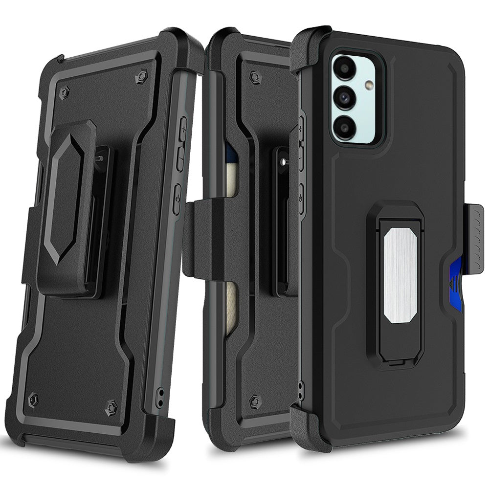 Samsung Galaxy A13 5G CARD Holster with Kickstand Clip Hybrid Case Cover - Black (1103127)