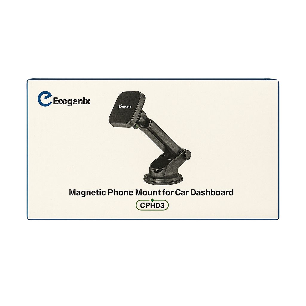 ECOGENIX CPH03 MAGNETIC PHONE MOUNT FOR CAR DASHBOARD - BLACK (1103316) (MSRP $39.99)