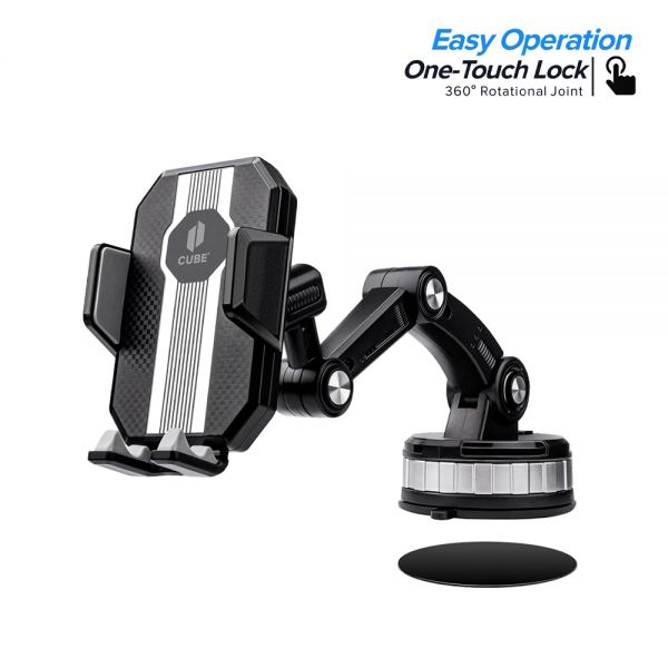 Cube® - Black One Touch Lock 360 Stereo Rotation Dashboard and Windshield Car Mount Holder (1103056) (MSRP 49.99)