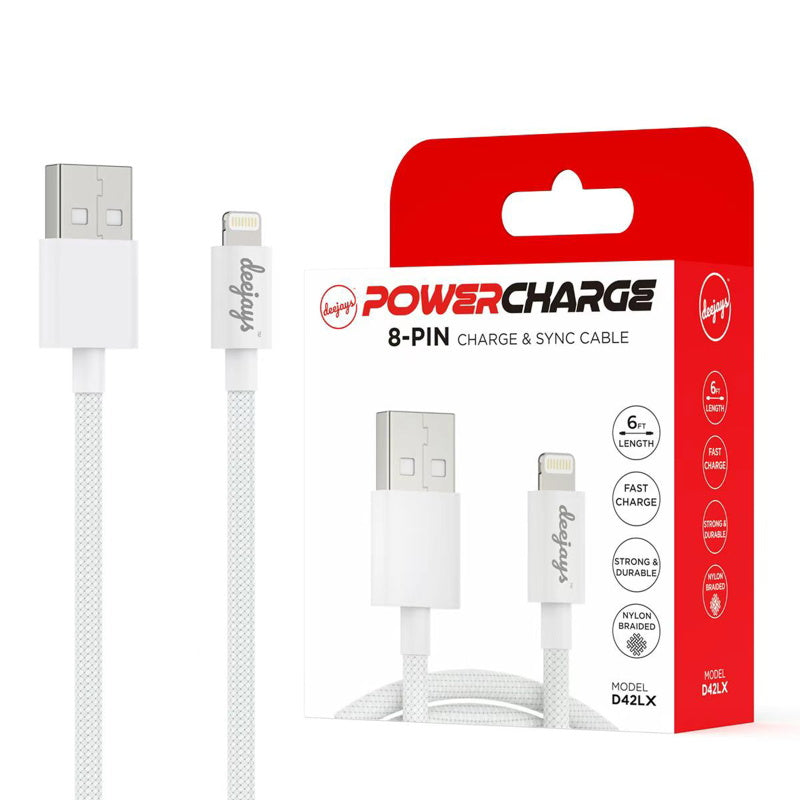 Deejays D42 6FT Lightning Usb Cable - White ( 1107882) (MSRP $39.99)