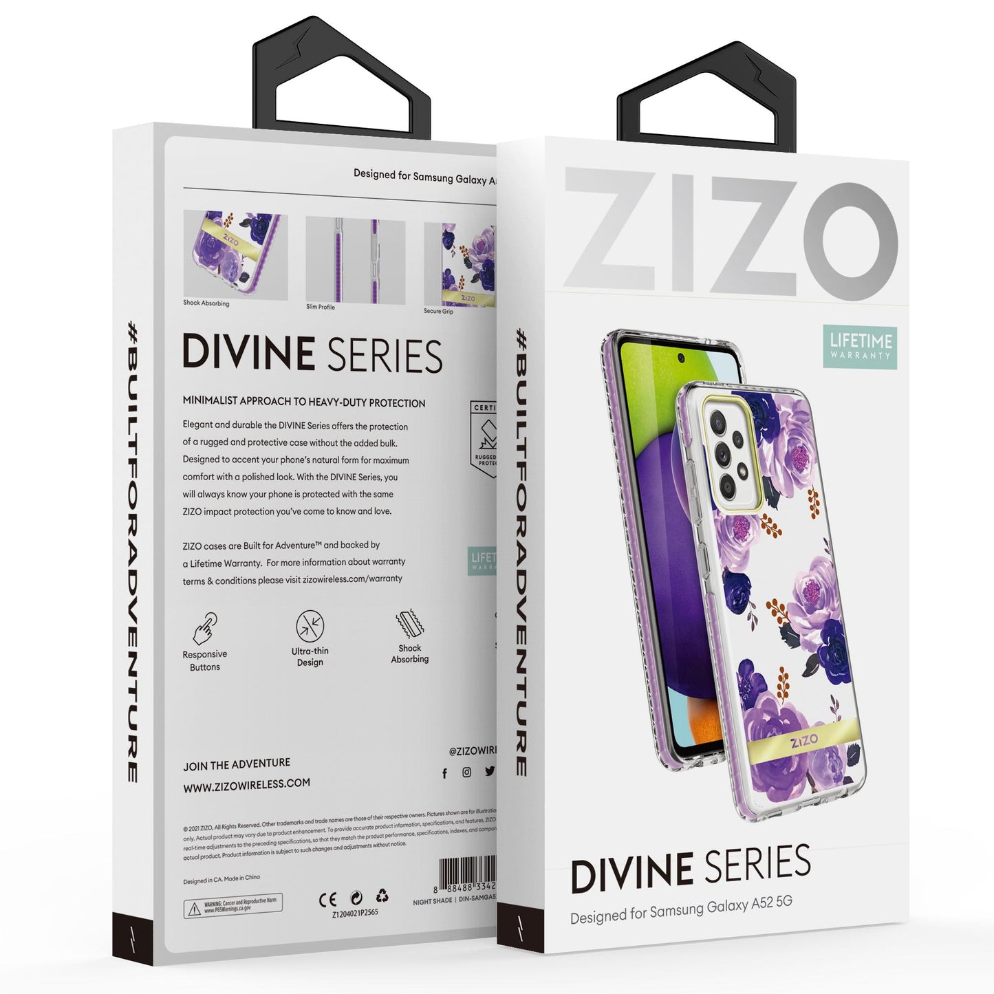 SAMSUNG GALAXY A52 5G ZIZO DIVINE SERIES CASE - NIGHTSHADE FLOWERS (1101102)