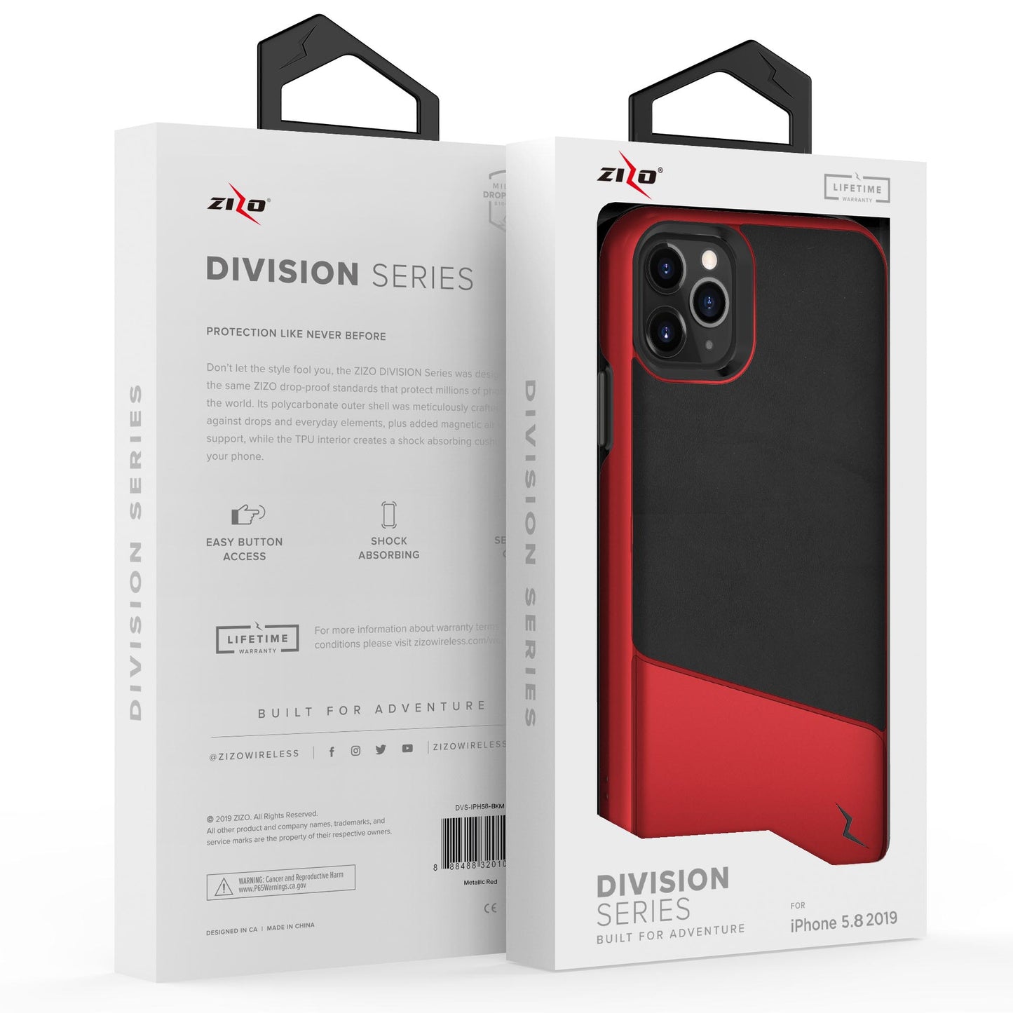 Apple iPhone 11 Pro 5.8 Case ZIZO DIVISION Series -BLACK & METALLIC RED (10131)