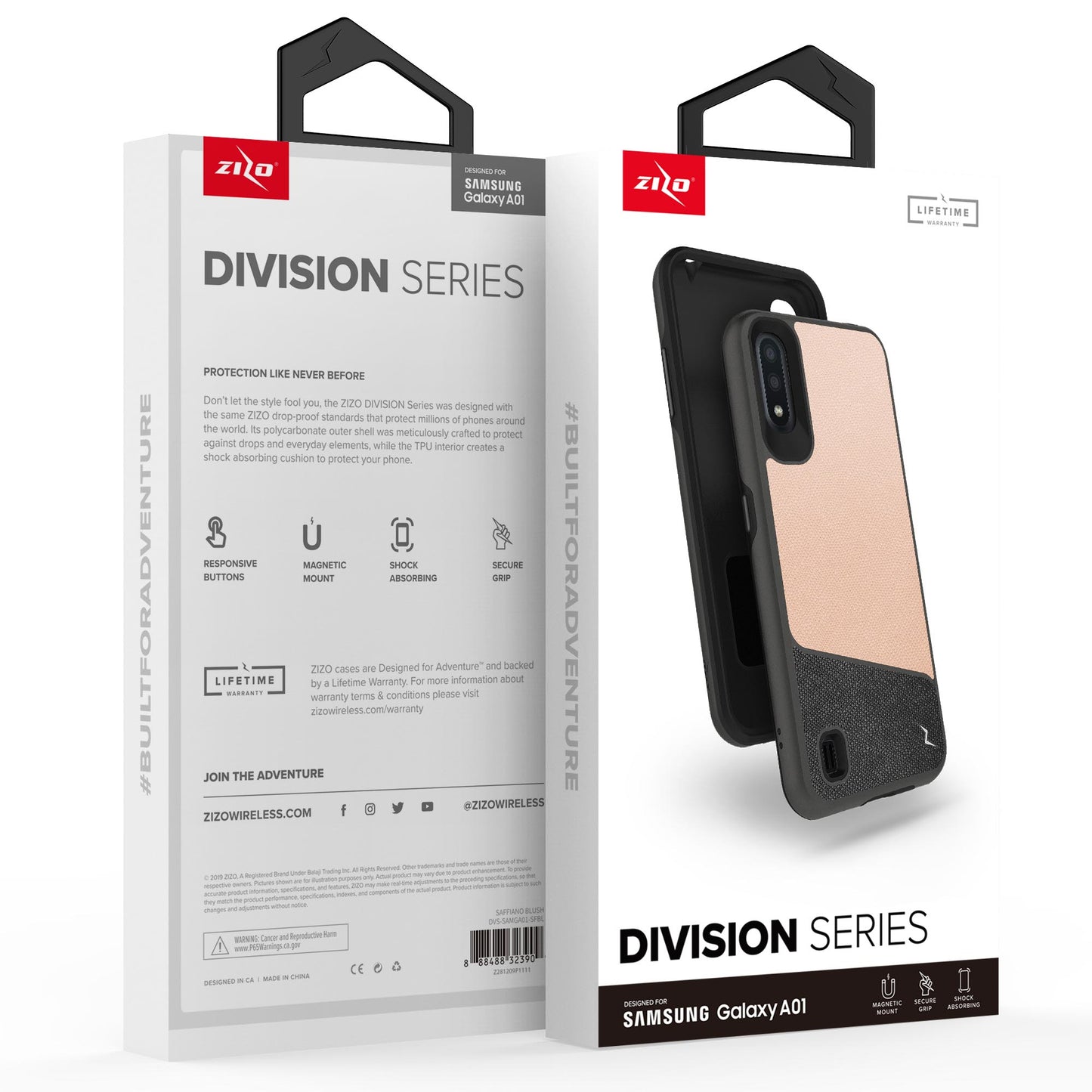 Samsung Galaxy A01 ZIZO DIVISION Series Case - Saffiano Blush   (9747)