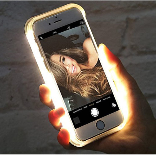 iPhone X/Xs LED Light Case Diamond Bling Rhinestone Hybrid TPU Hard PC Back Cover - Rose Gold (673)
