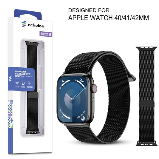echelon Ironclad Stainless Steel Loop for Apple Watch Series 9 41mm/Watch Series 10 42mm / Watch SE (2022) 40mm - Black (1107637)