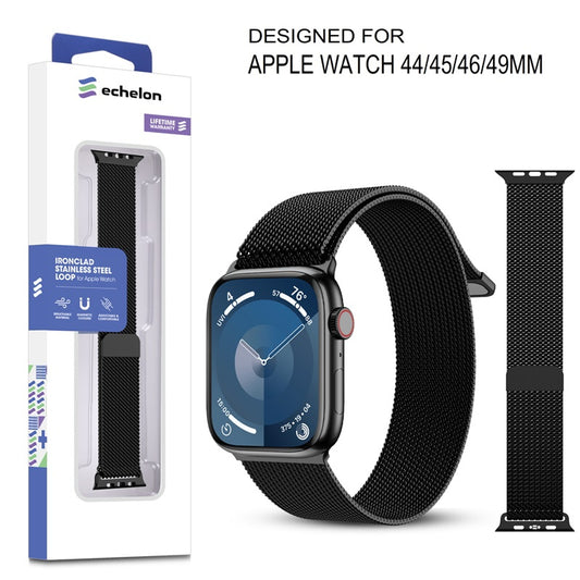 echelon Ironclad Stainless Steel Loop for Apple Watch Series 9 45mm/Watch Series 10 46mm / Watch SE (2022) 44mm - Black (1107635)