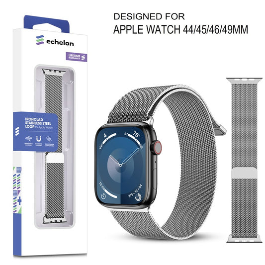 echelon Ironclad Stainless Steel Loop for Apple Watch Series 9 45mm/Watch Series 10 46mm / Watch SE (2022) 44mm - Silver (1107636)