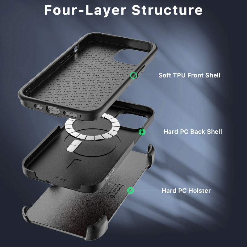 echelon Fuse Series MagSafe Case with Holster for Apple iPhone 13 (6.1) / 14 (6.1) - Black (1107792)