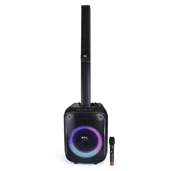 FOL FS-T868 LED Lighting Wireless Tower Speaker with Wireless Microphone, Black, 4 Count ( 1107974) (MSRP $499.99)