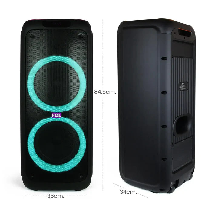 FOL Party Speaker FS-L210 Duo 10' Speaker With Super Bass RECHARGEABLE PORTABLE SPEAKER WITH MICROPHONE, LIGHT, AND REMOTE CONTROL  - Black (1102721)