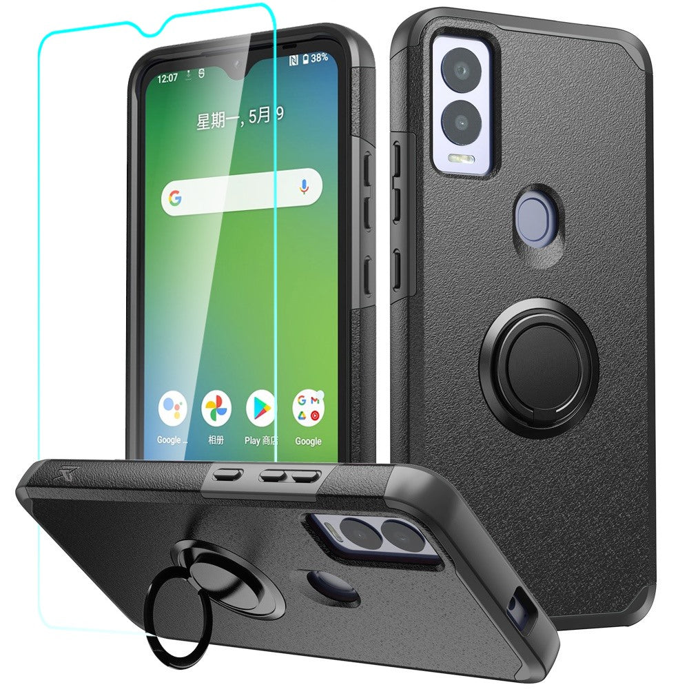 Cricket Magic 5G Tough Hybrid With Ring Stand + Tempered Glass - Black (1106033)