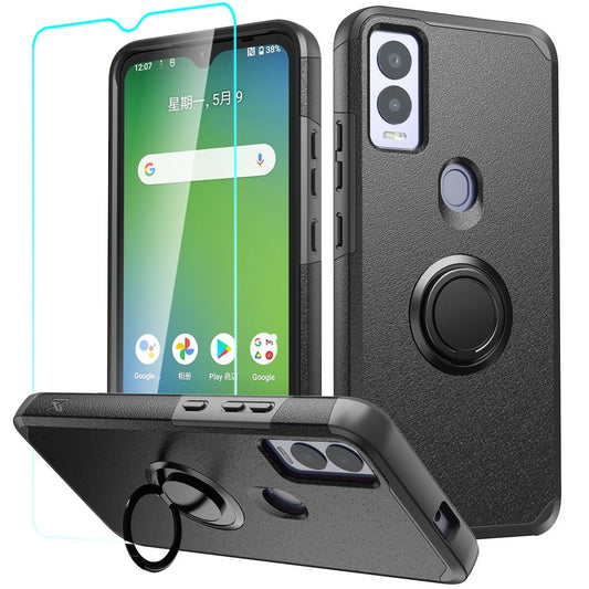 Cricket Magic 5G Tough Hybrid With Ring Stand + Tempered Glass - Black (1106033)