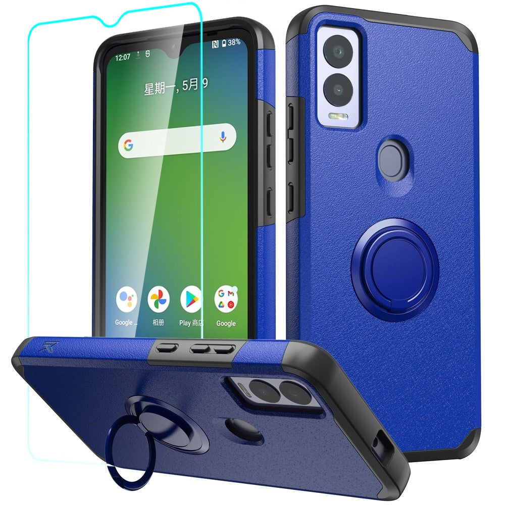 Cricket Magic 5G Tough Hybrid With Ring Stand + Tempered Glass - Classic Blue (1106034)