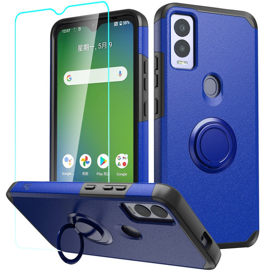 Cricket Magic 5G Tough Hybrid With Ring Stand + Tempered Glass - Classic Blue (1106034)