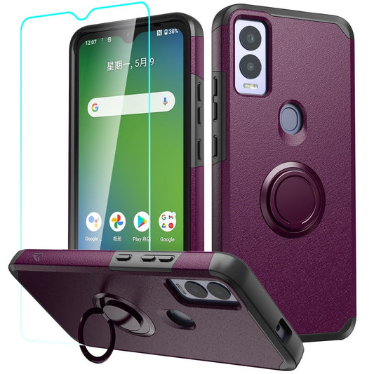 Cricket Magic 5G Tough Hybrid With Ring Stand + Tempered Glass - Dark Purple (1106035)