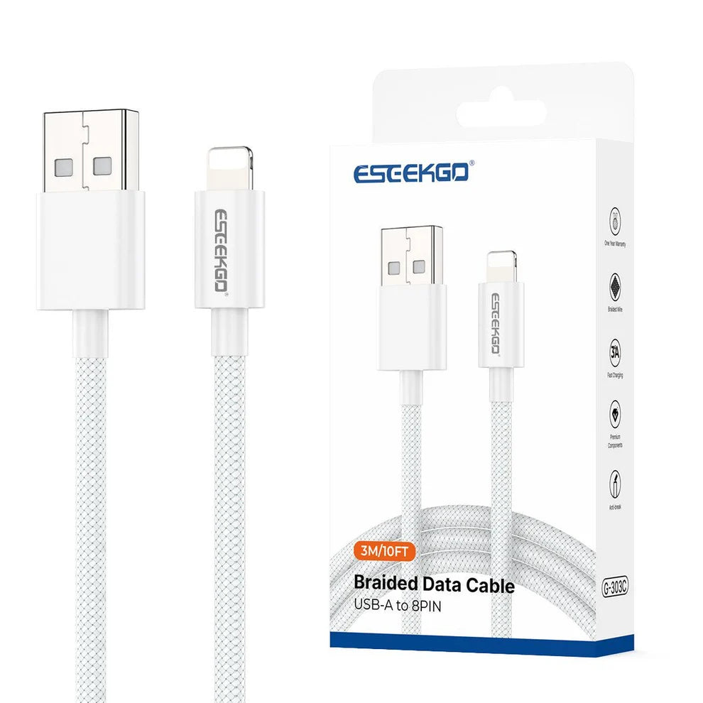 ESEEKGO G-303C 2.0A 3M/10FT Nylon Braided USB to 8 PIN Data Cable (1108125) (MSRP $49.99)