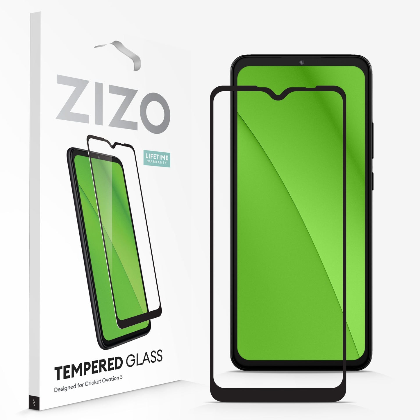 CRICKET OVATION 3 ZIZO TEMPERED GLASS SCREEN PROTECTOR - BLACK (1105326)