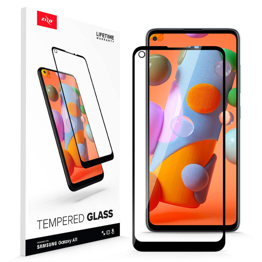 SAMSUNG GALAXY A11 ZIZO TEMPERED GLASS SCREEN PROTECTOR - BLACK (10008)