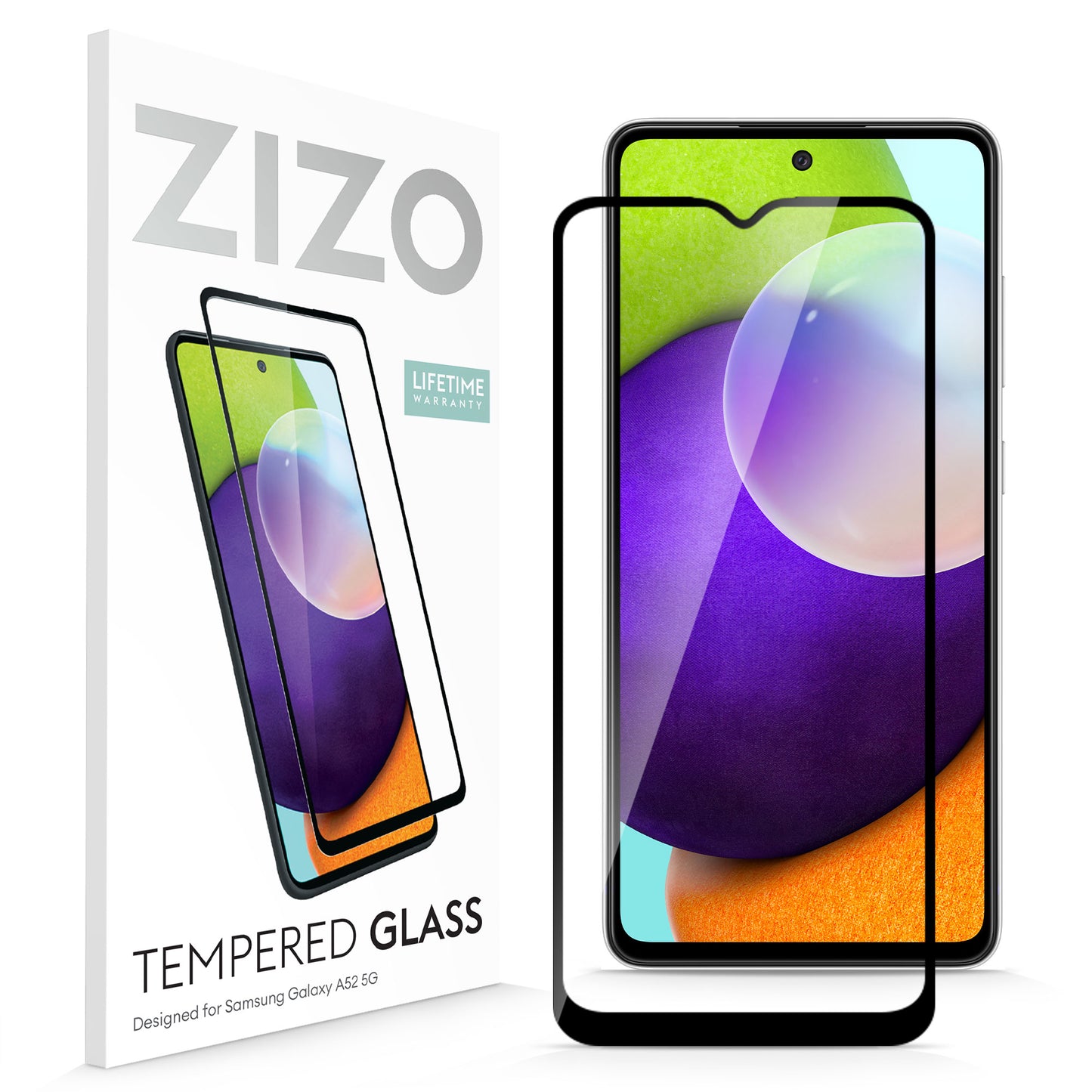 ZIZO TEMPERED GLASS SCREEN PROTECTOR FOR SAMSUNG GALAXY A52 5G - BLACK (1101110)
