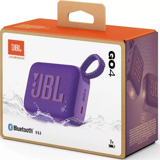 JBL Go 4 - Ultra-Portable, Waterproof and Dustproof Bluetooth Speaker, Big Pro Sound with Punchy bass, 7-Hour Built-in Battery, Made in Part with Recycled Materials (PURPLE) (1103105) (MSRP $79.99)