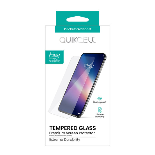 Cricket Ovation 3 QUIKCELL TEMPERED GLASS Premium Screen Protector - CLEAR (1105303)