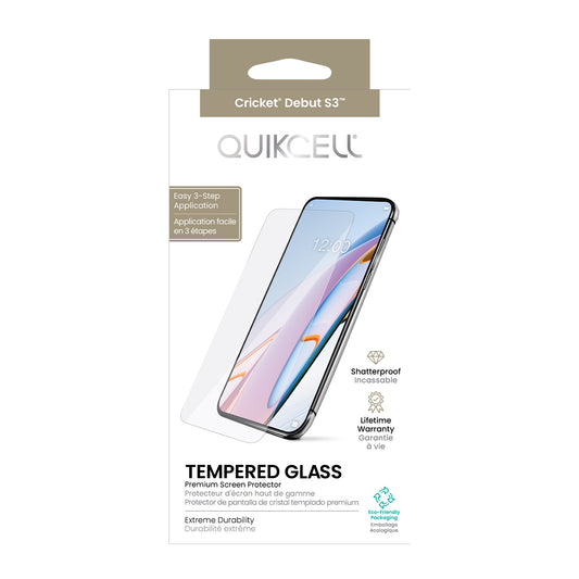 Quikcell Cricket Debut S3 TEMPERED GLASS Screen Protector Clear (1107639)