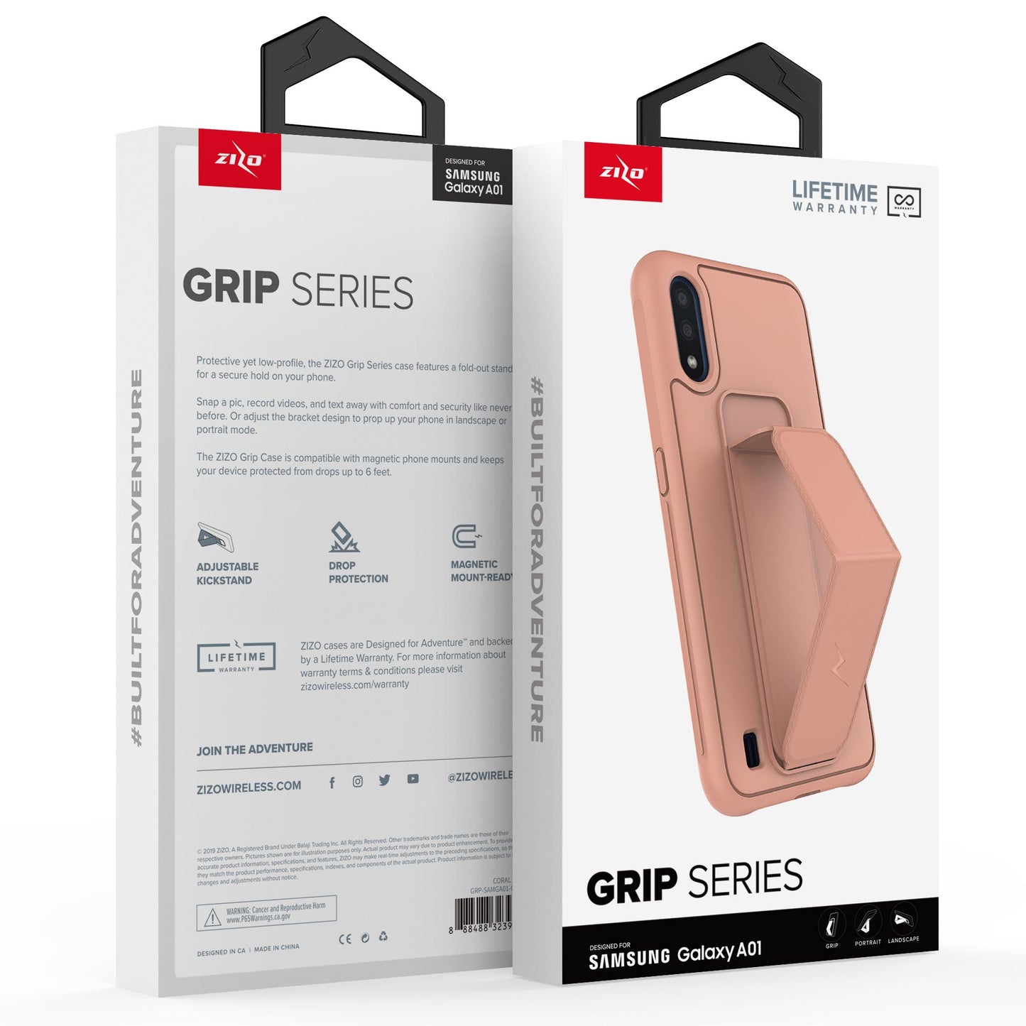 SAMSUNG GALAXY A01 ZIZO GRIP SERIES CASE - CORAL PINK (1100804)
