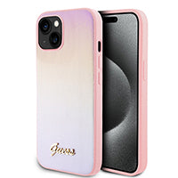 iPhone 15/14/13 - GUESS HC O SAFFIANO IRIDESCENT SCRIPT - Pink ( 1107742) (MSRP $79.99)