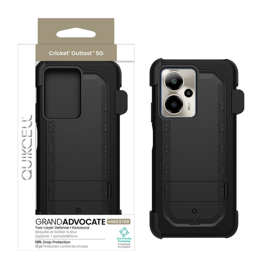 Quikcell Cricket Outlast 5G GRAND ADVOCATE + HOLSTER Dual-layer Kickstand Case Armor Black (1107609)