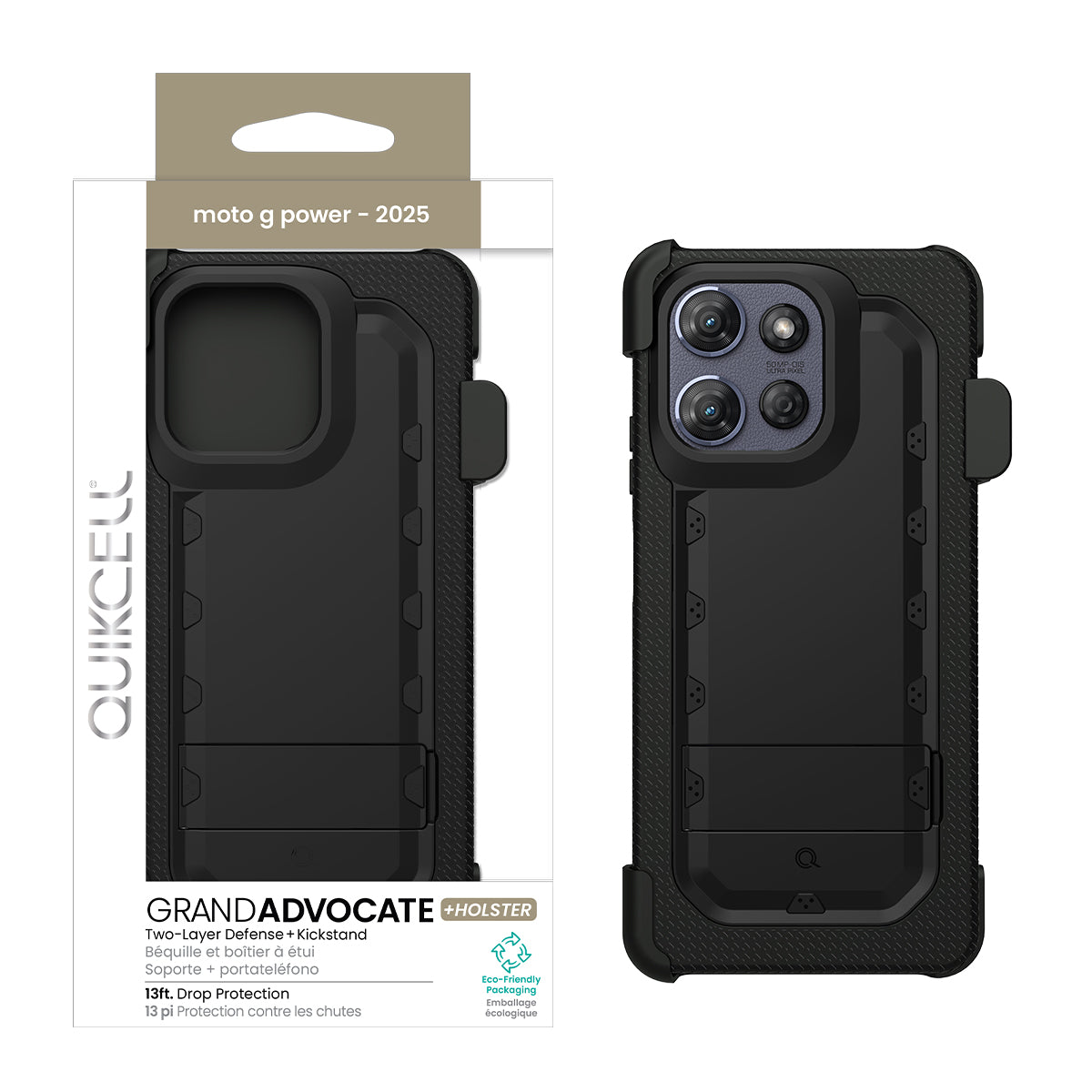 Moto G Power 2025 Quikcell Grand Advocate + Holster Armor - Black (1102687)