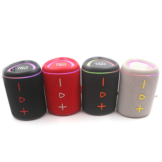 TG-466 Blue-tooth Fabric Waterproof Wireless BT Powerful Speaker HiFi Active Stereo Bass RGB Light Outdoor Party Fabric Speaker ( 1103715) (MSRP $59.99)