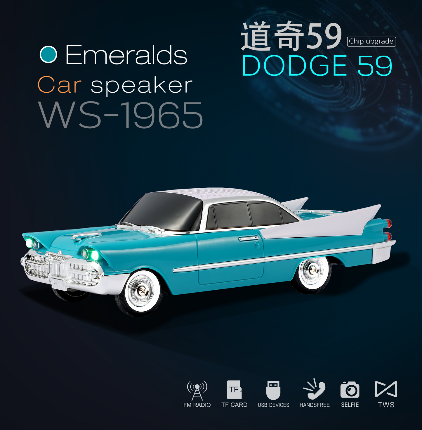 Portable Car Shape Display WS-1965 Car Speaker Waterproof Wireless Music Player with RGB LED Light Doege 59  ( 1103712) (MSRP $59.99)