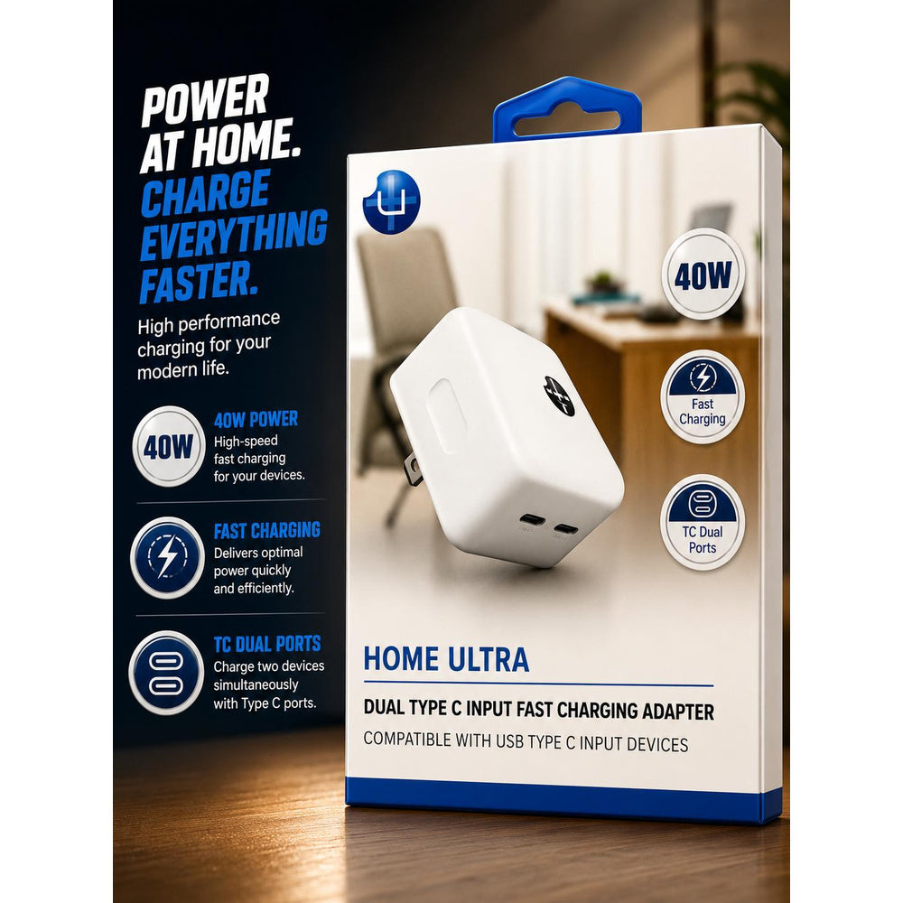 UPLUS [DUAL PORT - WALL CHARGER] (40W PD-TypeC - PD-TypeC WHITE) - FAST CHARGING  ( 1108052) (MSRP $49.99)