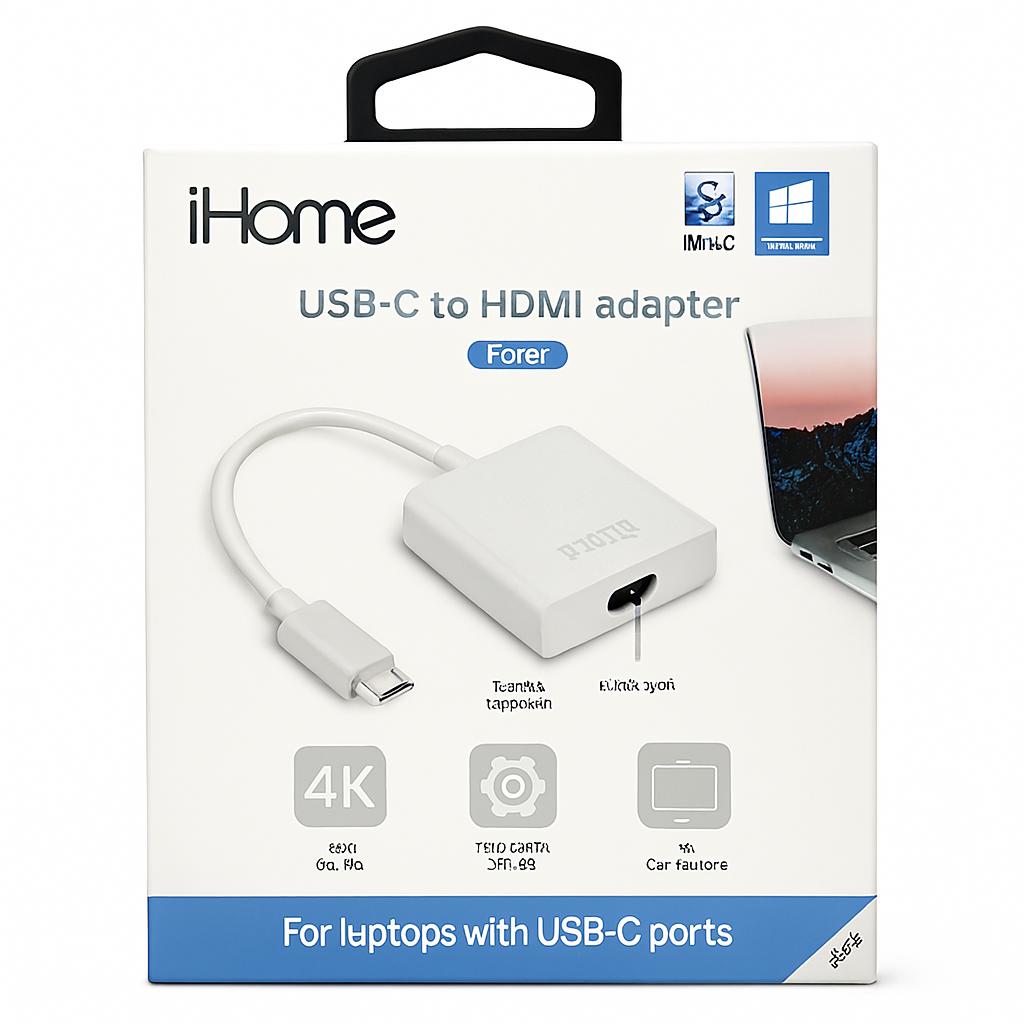 iHome USB-C to HDMI 4K Adapter - WHITE ( 1107587) (MSRP $49.99) )