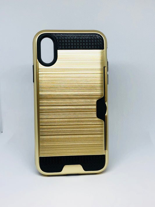 iPhone X/Xs Back cover Brushed Silicon Crd Slot  Case - Gold (3206)