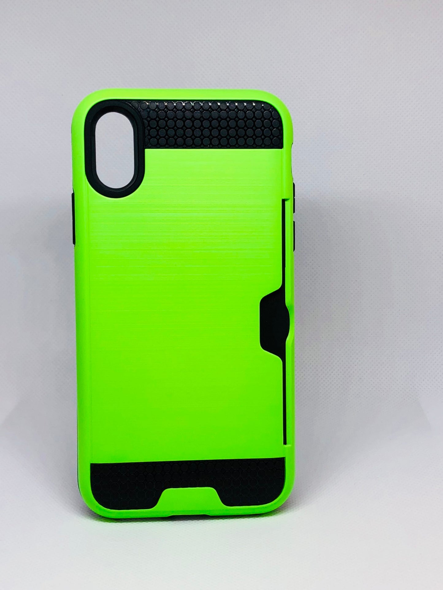 iPhone X/Xs Back cover Brushed Silicon Crd Slot  Case - Green (3204)