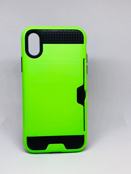 iPhone X/Xs Back cover Brushed Silicon Crd Slot  Case - Green (3204)