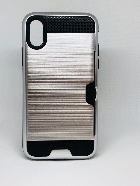 iPhone X/Xs Back cover Brushed Silicon Crd Slot  Case - Silver (3207)