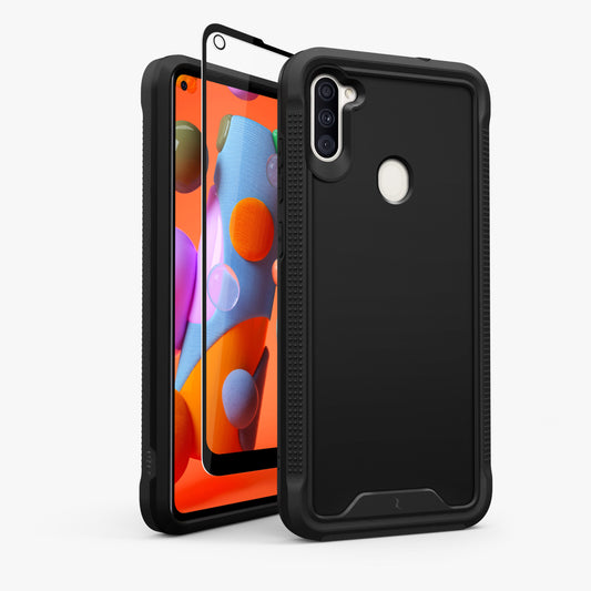 SAMSUNG GALAXY A11 ZIZO ION SERIES CASE WITH TEMPERED GLASS - BLACK (9995)