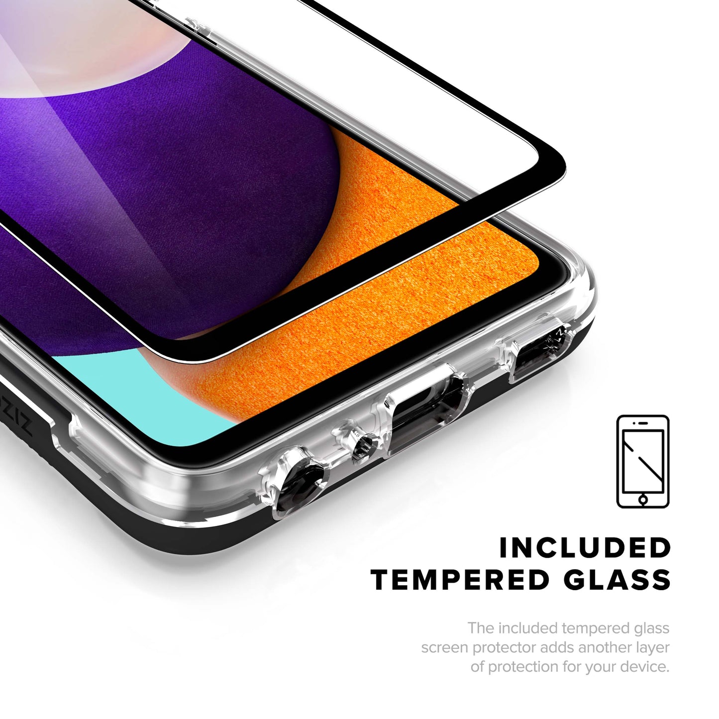 SAMSUNG GALAXY A52 5G ZIZO ION SERIES CASE WITH TEMPERED GLASS - BLACK & SMOKE (1101100)