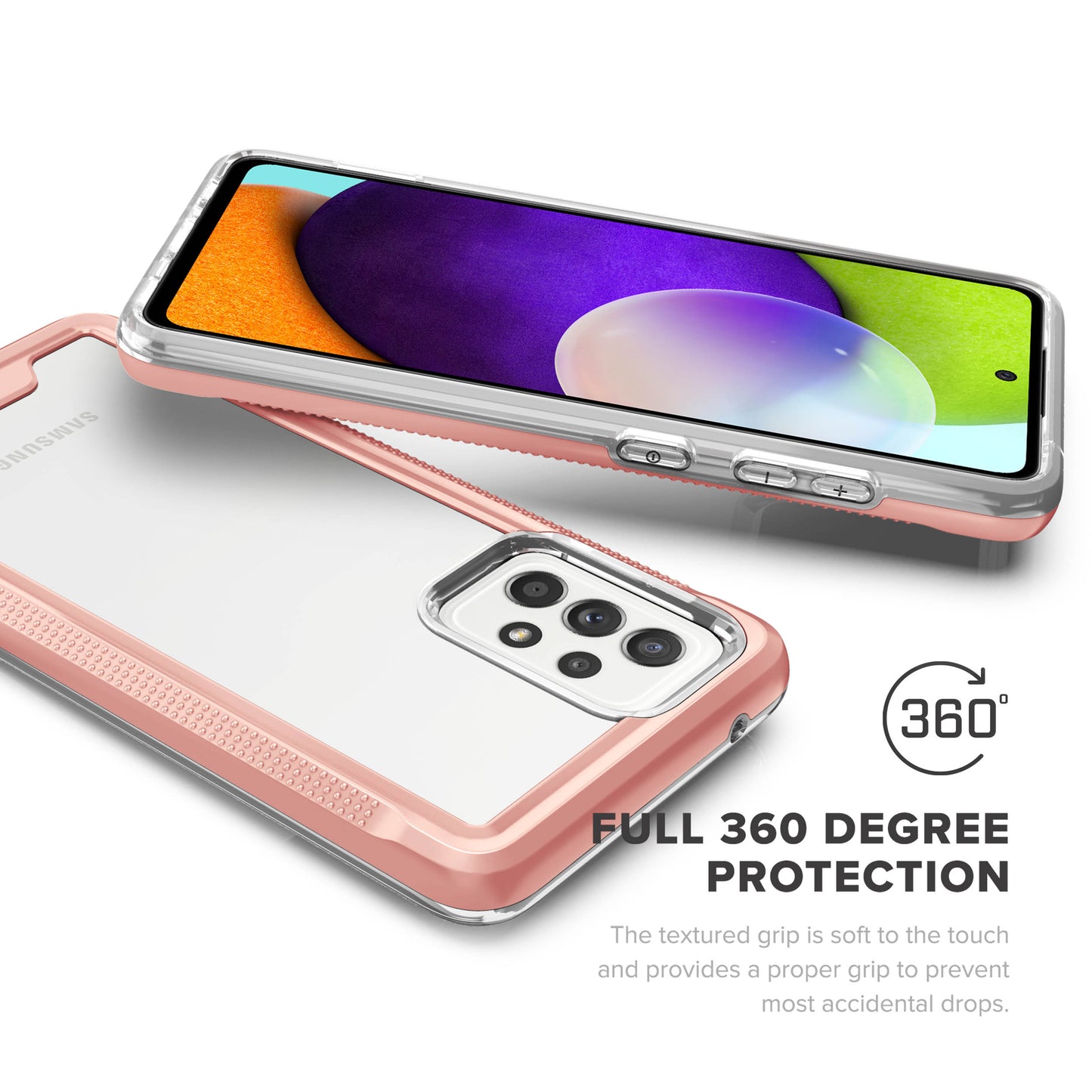 SAMSUNG GALAXY A52 5G ZIZO ION SERIES CASE WITH TEMPERED GLASS - ROSE GOLD & CLEAR (1101099)