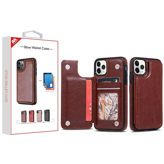 APPLE IPHONE 11 PRO MAX - MYBAT Brown Stow Wallet Case (9506)