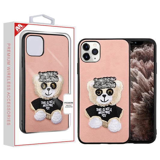 APPLE IPHONE 11 PRO MAX - MYBAT Bear (Pink) Embroidery Executive Protector Cover (9504)