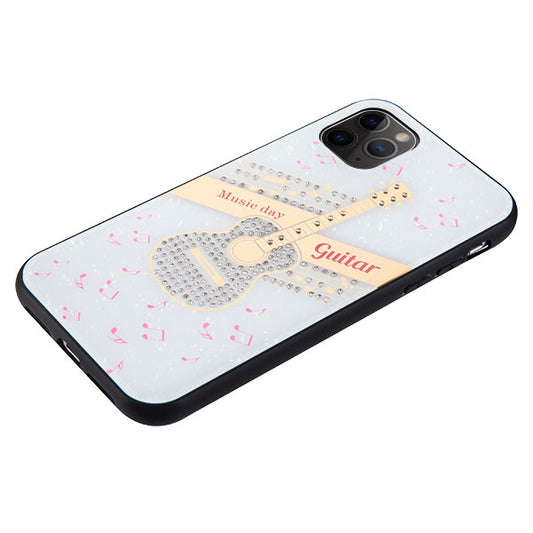 APPLE IPHONE 11 PRO MAX - MOBILIZE JEWEL HYBRID CASE W/ DIAMONDS - GUITAR JEWEL White (4870)