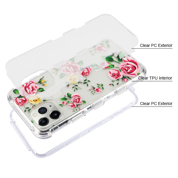Apple iPhone 11 Pro - MyBat Tuff Lucid Hybrid Cover - Pink Roses / Clear (4545)