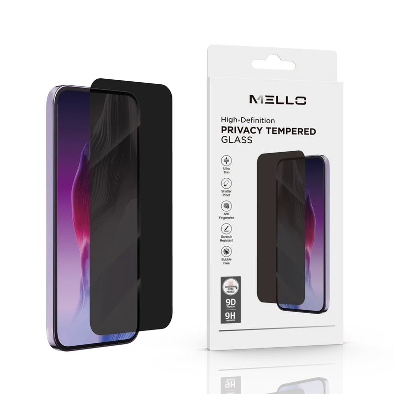 MELLO iPHONE 18 PRO MAX TEMPER GLASS PRIVACY (only)  (1108198) MSRP (49.99)