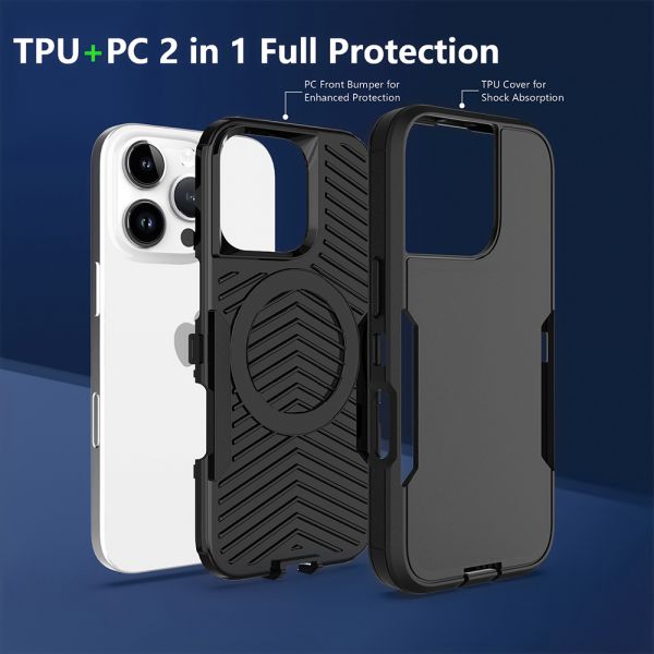 Cube® - Apple iPhone 16 Pro Max (6.9) - Black Heavy Duty Rugged Cover PC with Soft Black TPU Protective Bumper in Cube Retail Box (1103058) (MSRP 39.99)