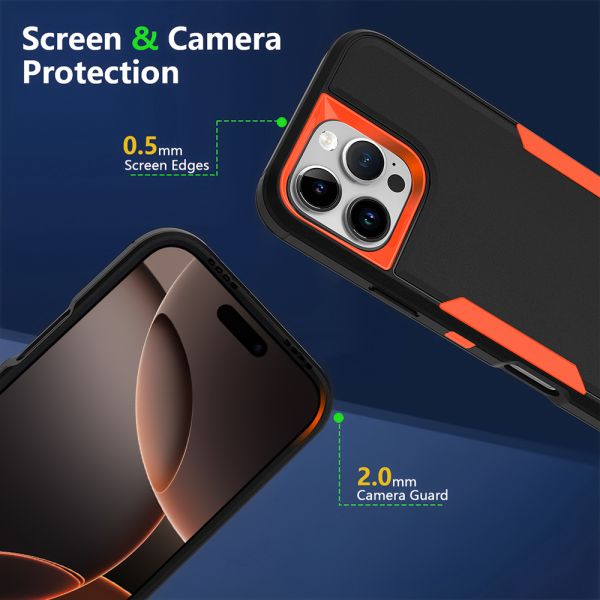 Cube® - Apple iPhone 16 Pro Max (6.9) - Black Heavy Duty Rugged Cover PC with Soft Orange TPU Protective Bumper in Cube Retail Box (1103059) (MSRP 39.99)